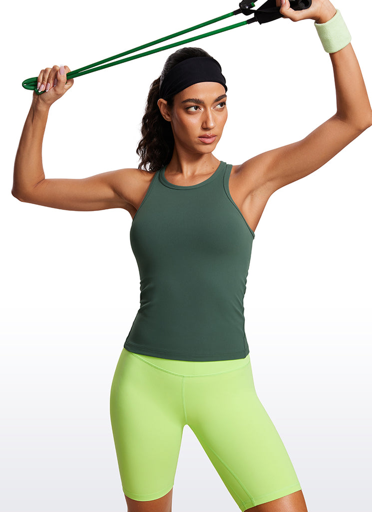 CRZ YOGA Women's Yoga Tight Fit Tops Butterluxe Tank Top High Neck True Navy