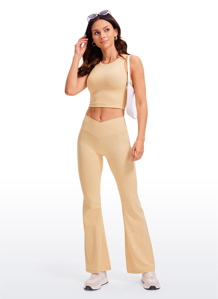 CRZ YOGA Women's Yoga Tight Fit ButterluxeTank Tops Racerback Cropped Hibiscus Purple