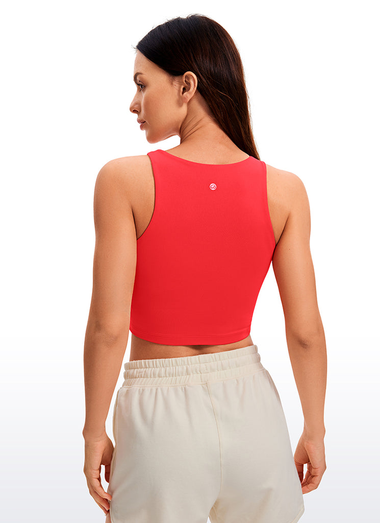 CRZ YOGA Women's Yoga Tight Fit ButterluxeTank Tops Racerback Cropped White