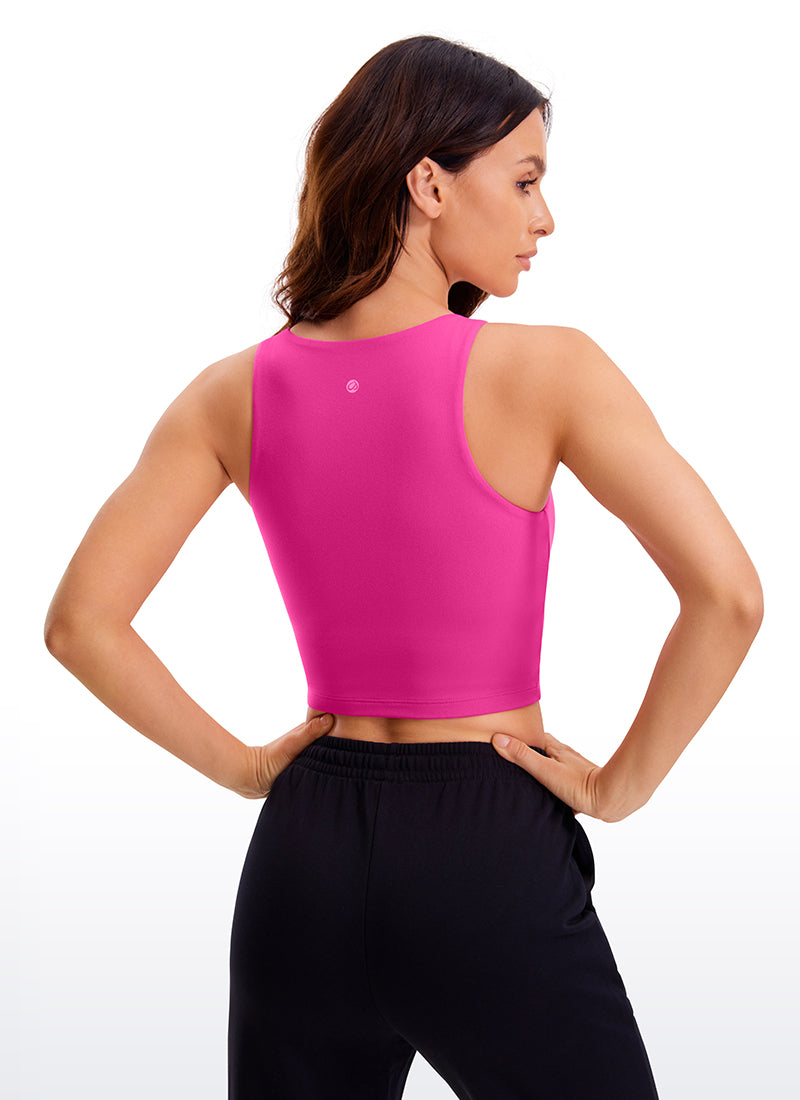 CRZ YOGA Women's Yoga Tight Fit ButterluxeTank Tops Racerback Cropped Hibiscus Purple