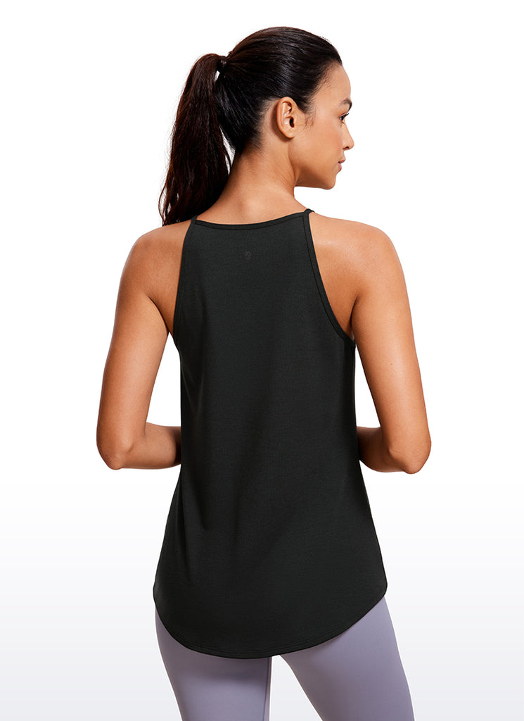 CRZ YOGA Women's Yoga Classic Fit Tops Halter Tank Black