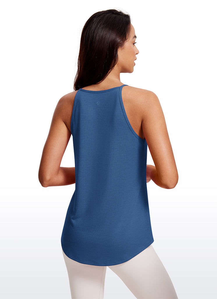 CRZ YOGA Women's Yoga Classic Fit Tops Halter Tank Pitch Blue