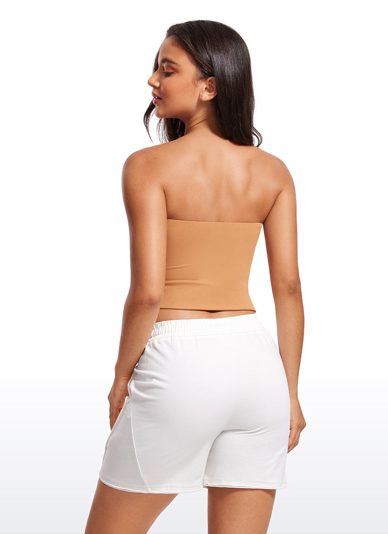 CRZ YOGA Women's Casual Butterluxe Tight Fit Strapless Tops Doe Brown @model_info:Winma