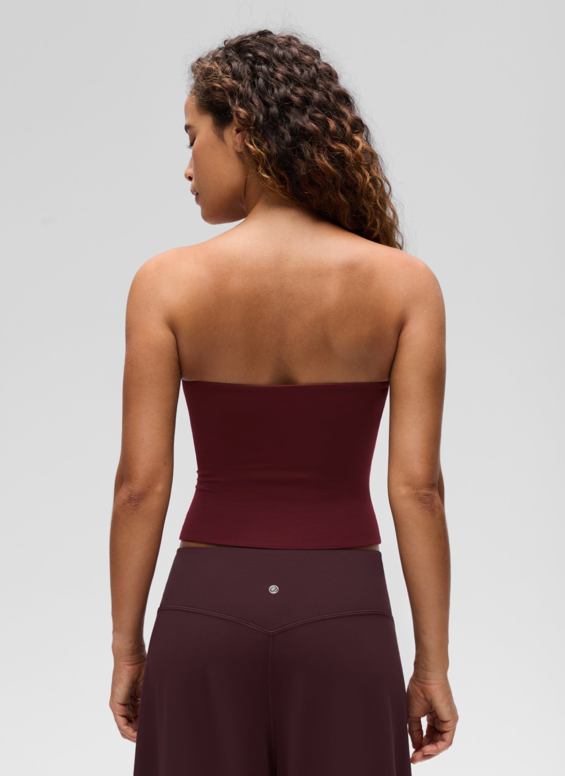 CRZ YOGA Women's Casual Butterluxe Tight Fit Strapless Tops Red Merlot @model_info:G