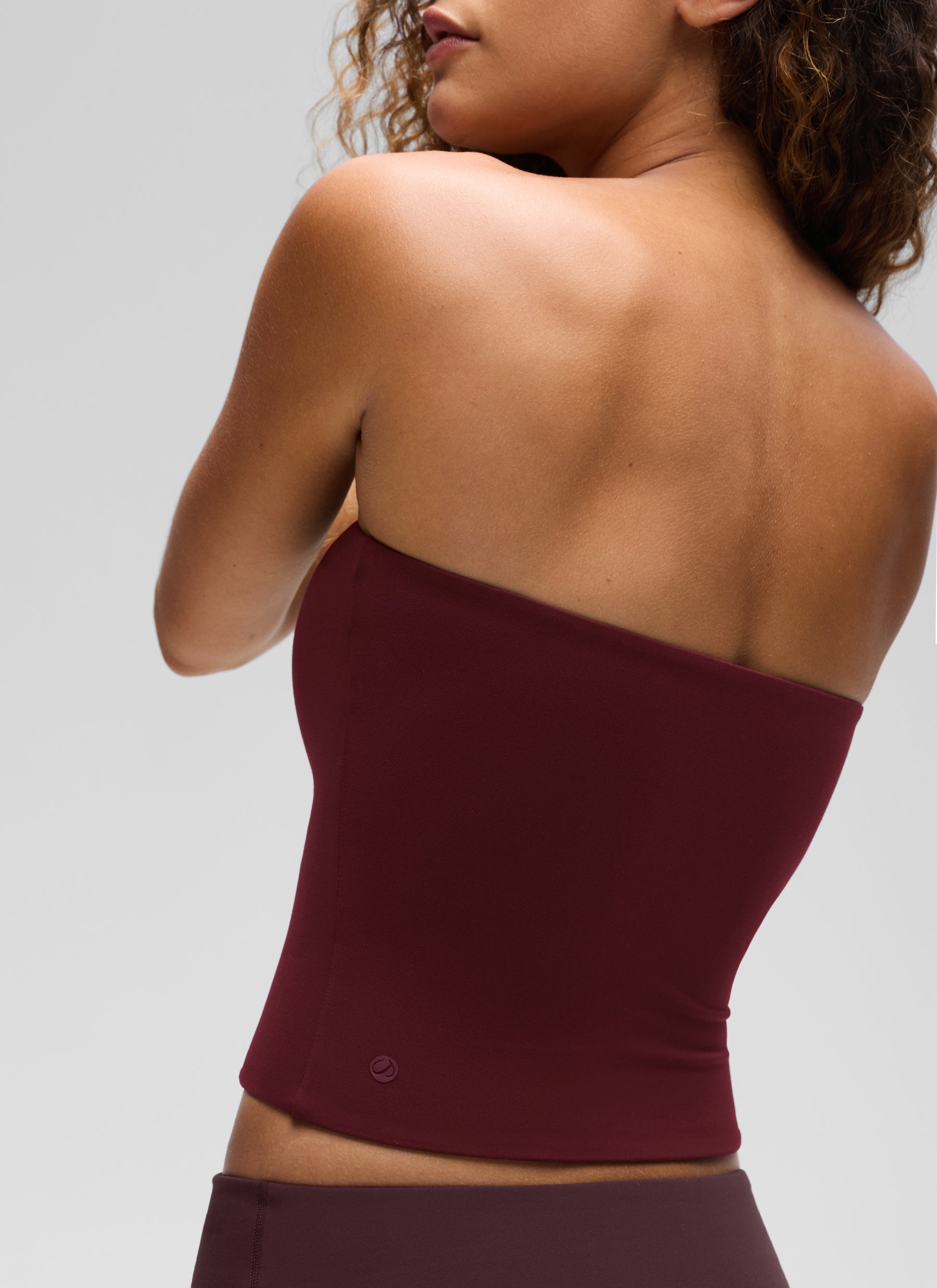 CRZ YOGA Women's Casual Butterluxe Tight Fit Strapless Tops Red Merlot @model_info:G