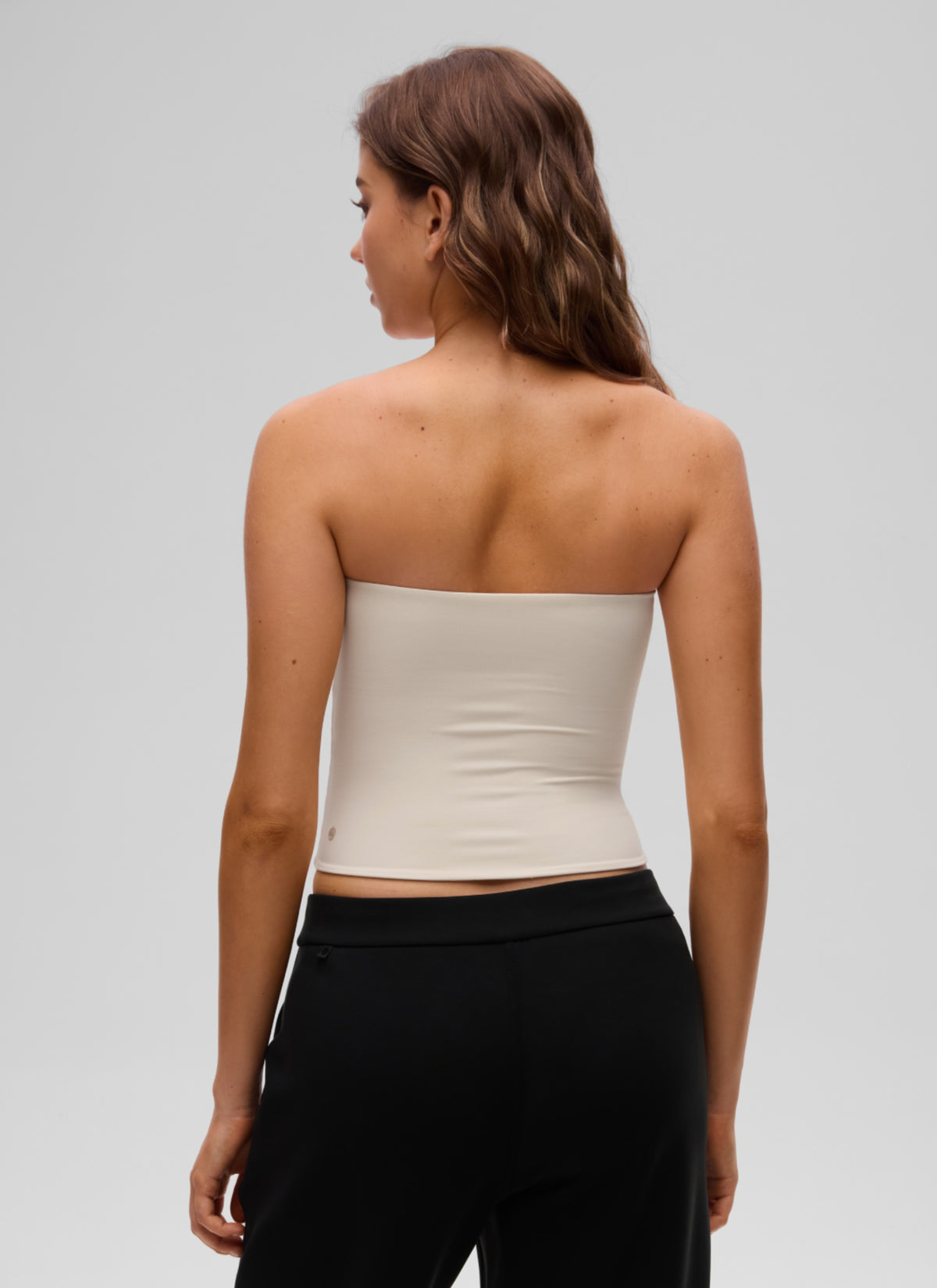 CRZ YOGA Women's Casual Butterluxe Tight Fit Strapless Tops Mojave Tan @model_info:K