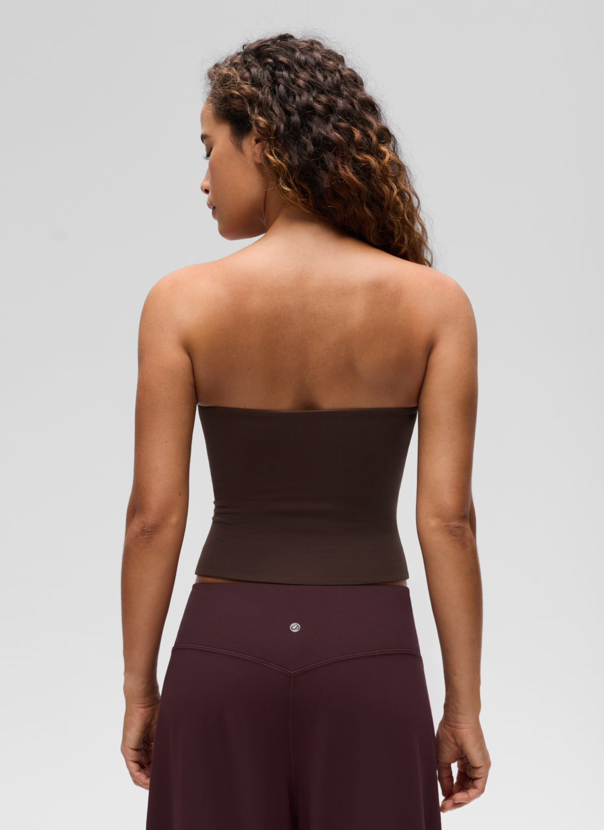 CRZ YOGA Women's Casual Butterluxe Tight Fit Strapless Tops Hot Fudge Brown
