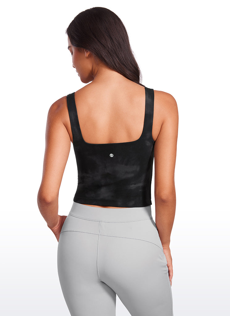 CRZ YOGA Women's Yoga Butterluxe Tight Fit Tank Tops Square Neck Wild Indigo
