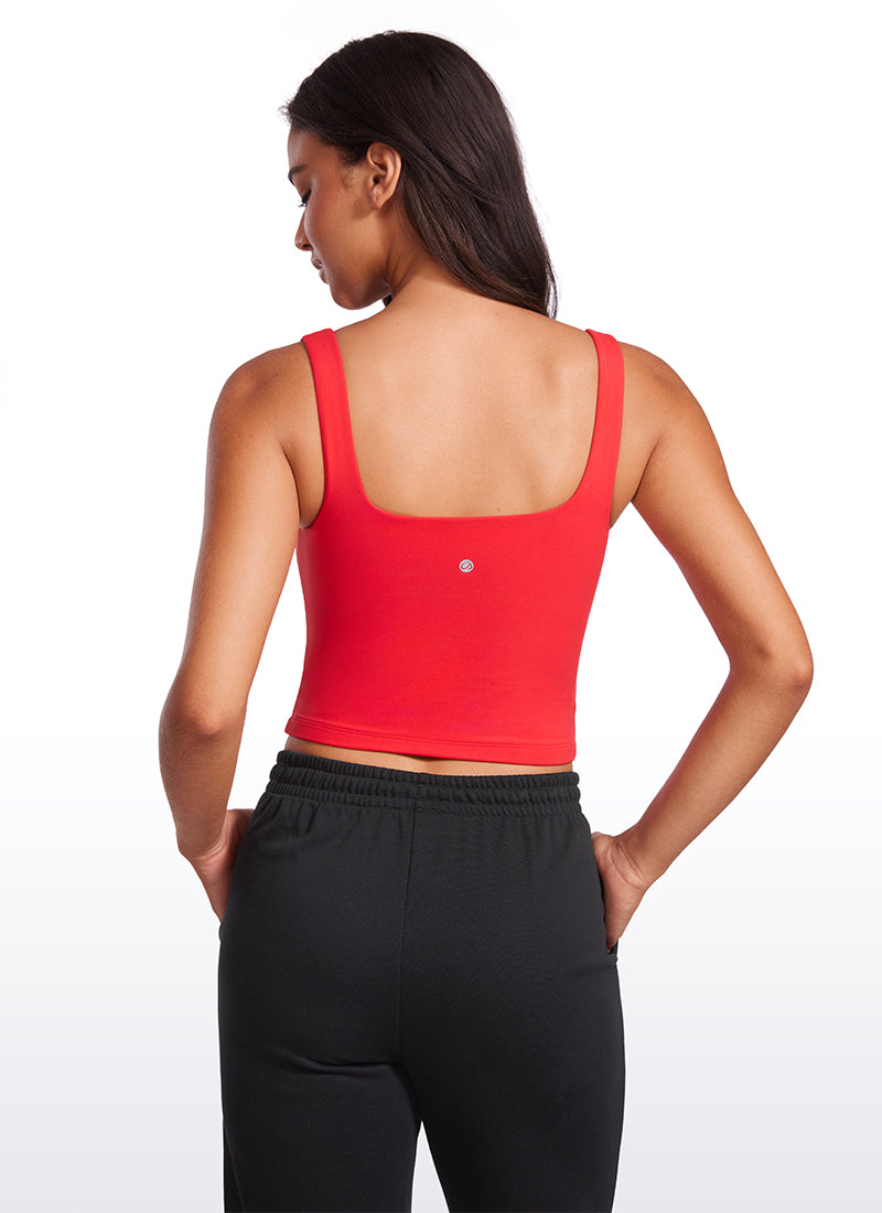 CRZ YOGA Women's Yoga Butterluxe Tight Fit Tank Tops Square Neck Deep Red