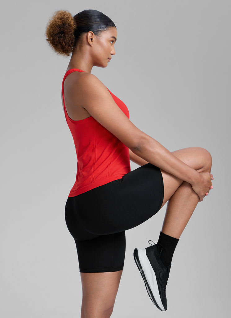 CRZ YOGA Women's Yoga Slim Fit Tops Seamless High Crew Neck Tank Black