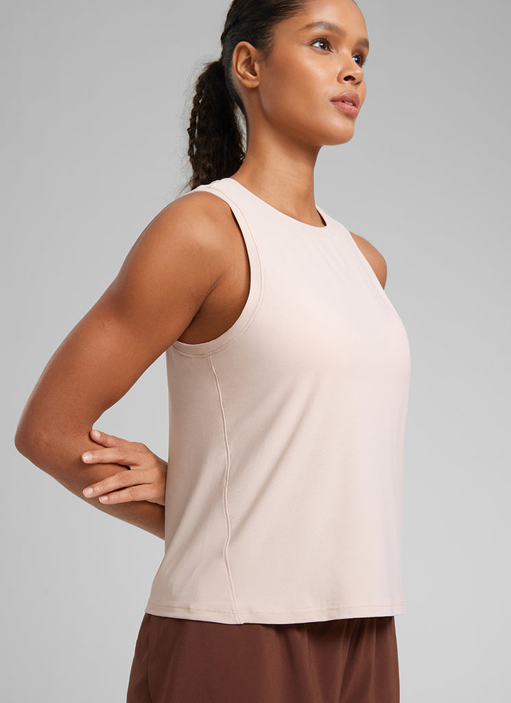 CRZ YOGA Women's Lightweight Workout Loose Fit Athletic Tank Crew Neck White