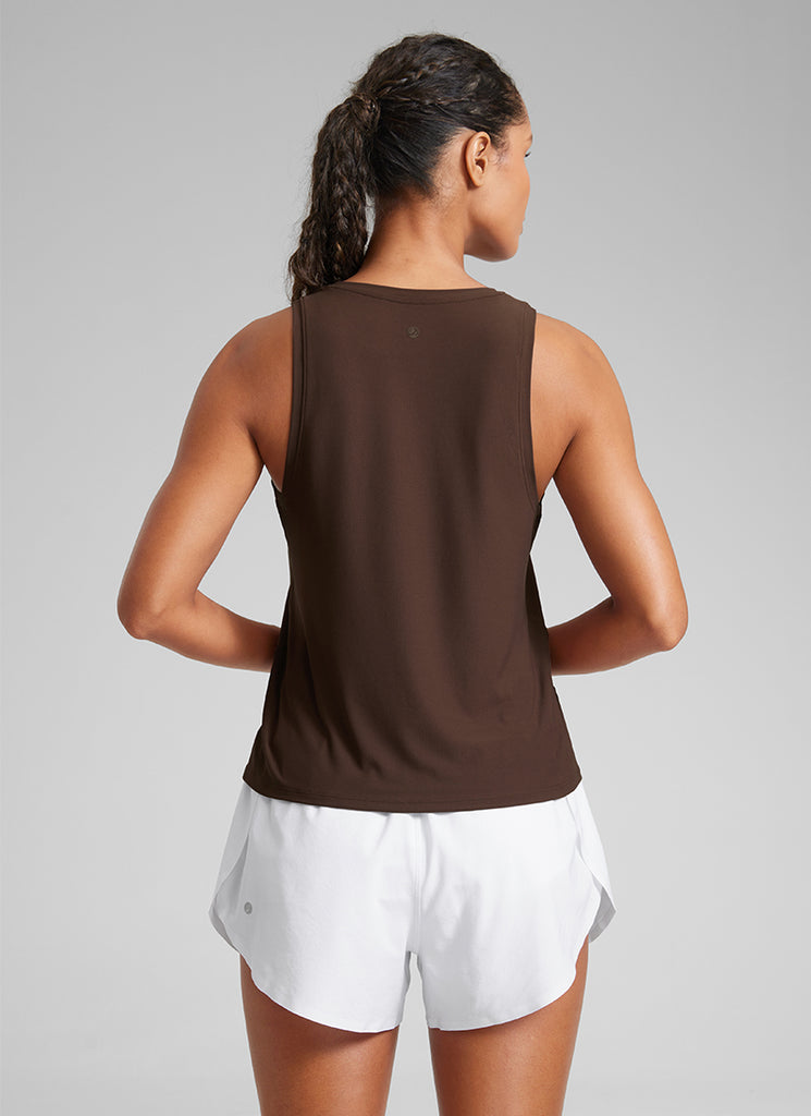 CRZ YOGA Women's Lightweight Workout Loose Fit Athletic Tank Crew Neck White