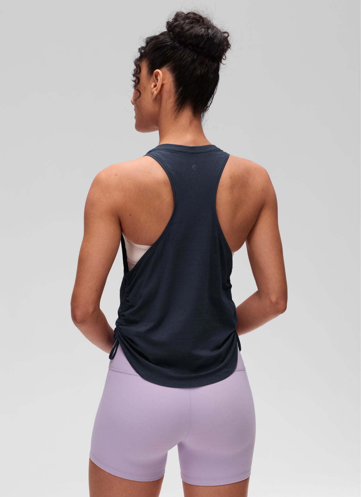 CRZ YOGA Women's Yoga Loose Fit Tops Pima Cotton Tank Ruched Racerback True Navy