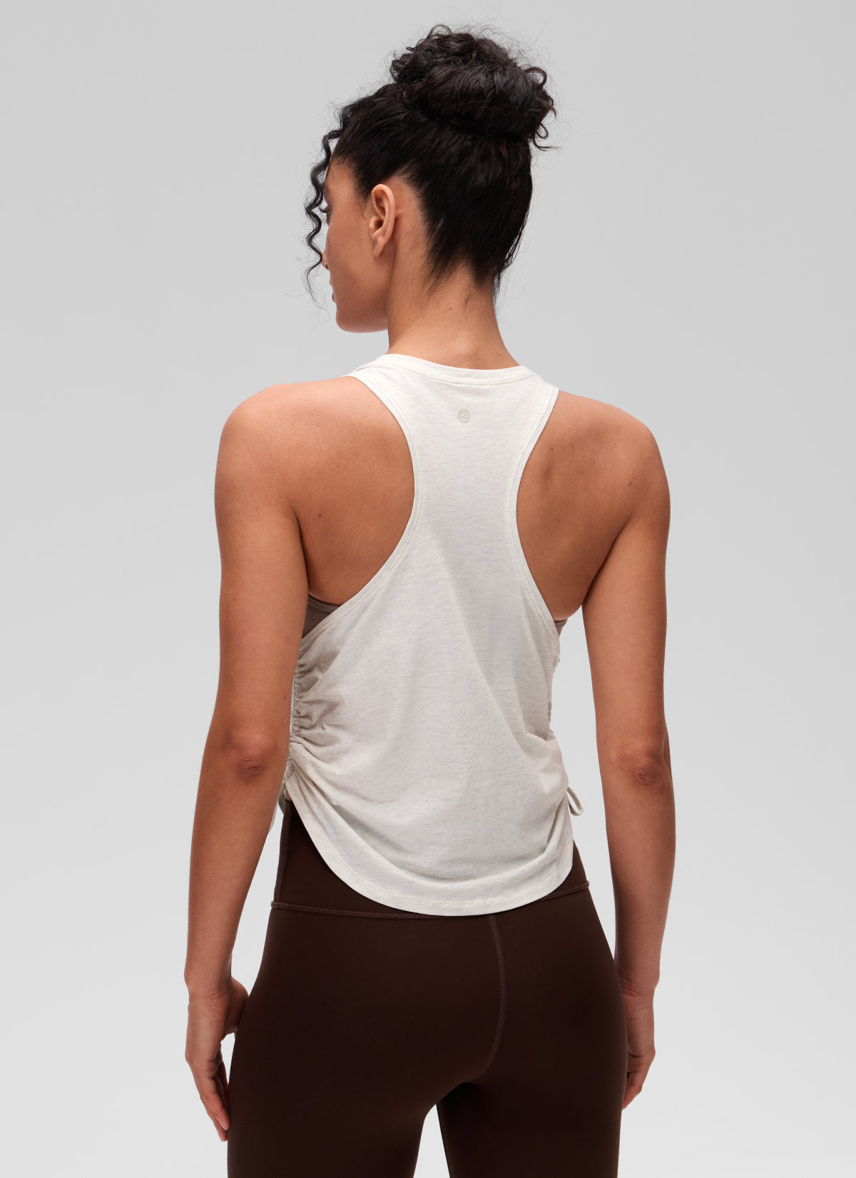 CRZ YOGA Women's Yoga Loose Fit Tops Pima Cotton Tank Ruched Racerback Ice Grey White