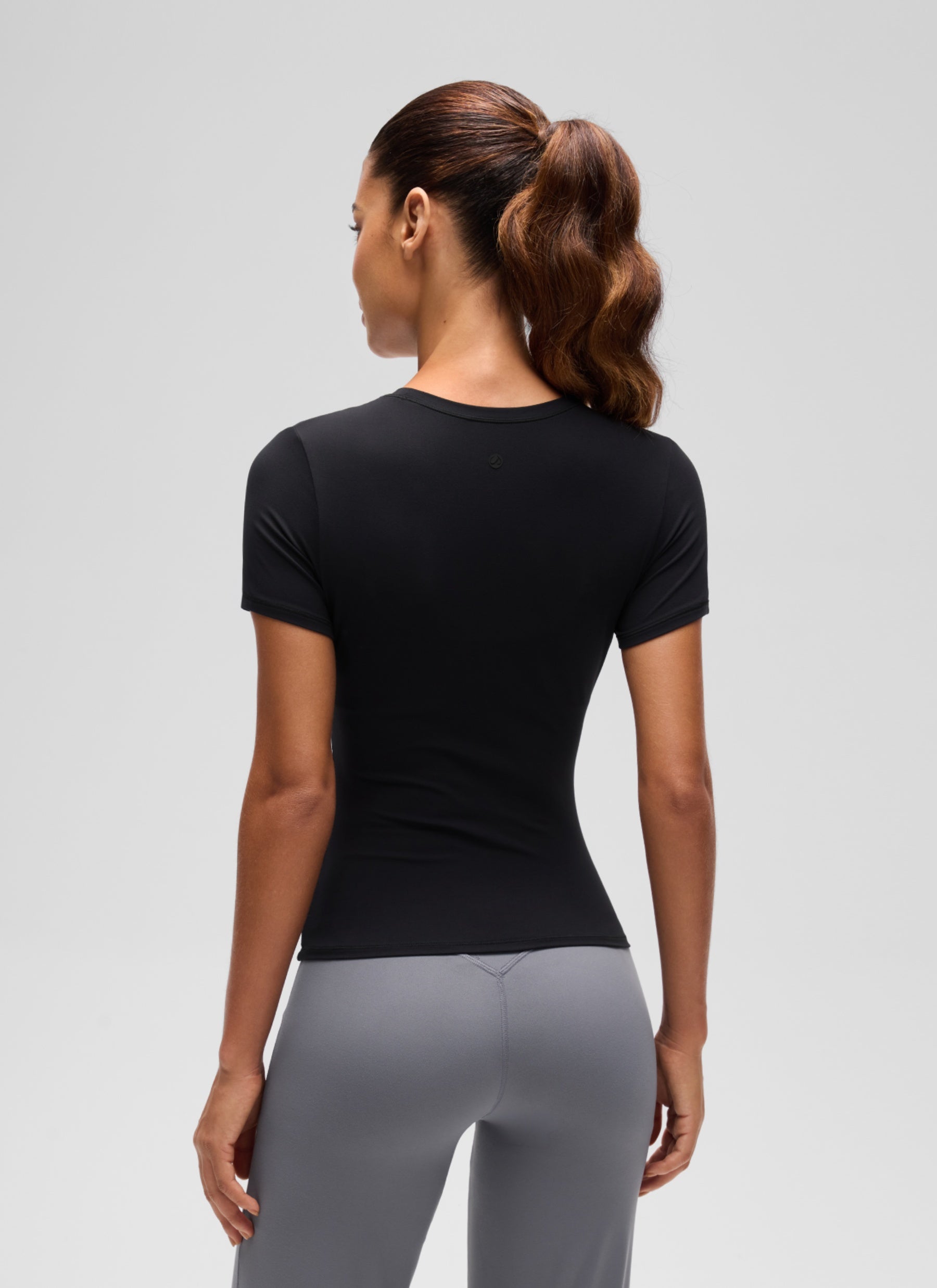CRZ YOGA Women Going Out Tops Soft High Crew Neck Casual Tight Shirts Black