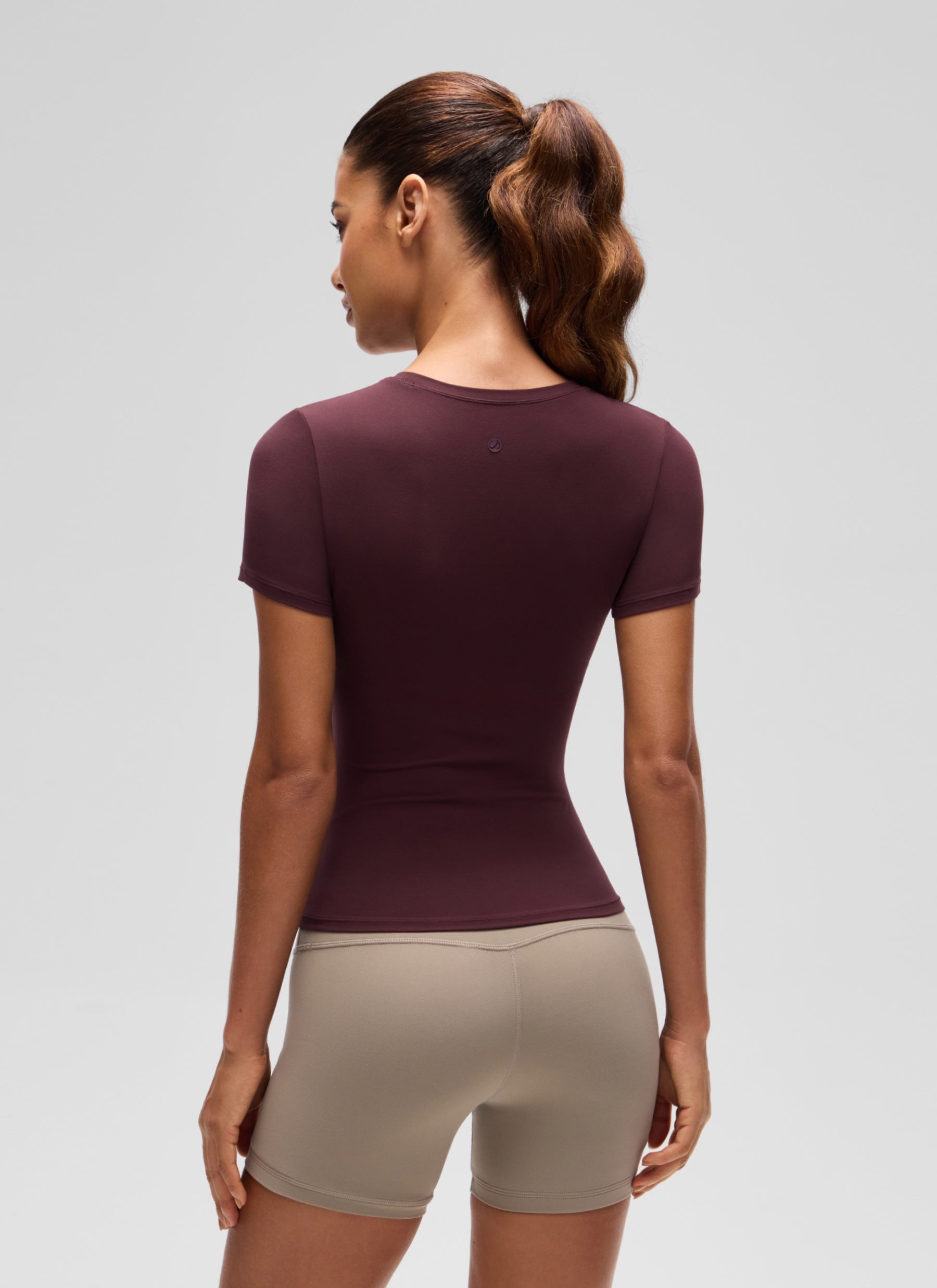 CRZ YOGA Women Going Out Tops Soft High Crew Neck Casual Tight Shirts Ripe Plum