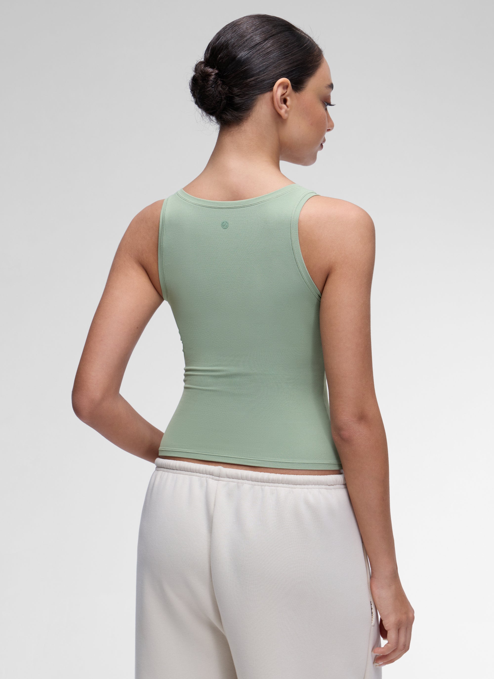 CRZ YOGA Women Softembrace Soft Double Lined Scoop Neck Tanks Casual Tops Green Palm Court