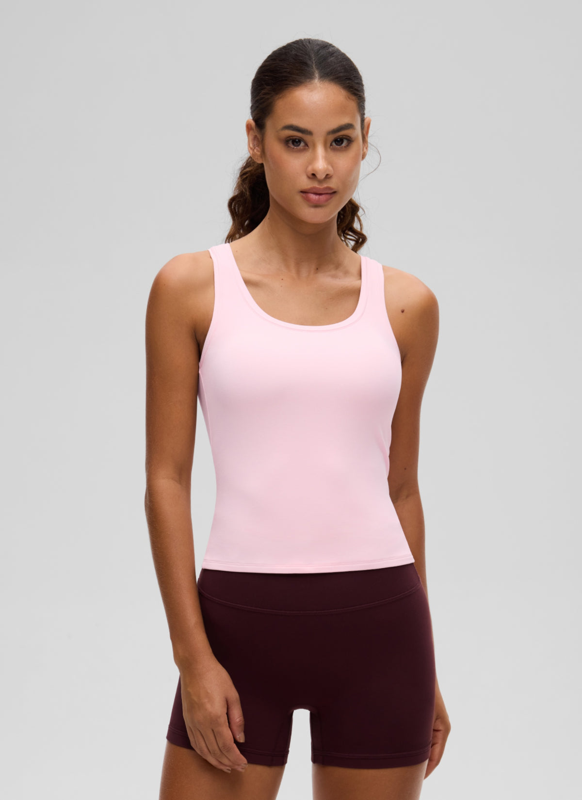 CRZ YOGA Women Softembrace Soft Double Lined Scoop Neck Tanks Casual Tops Strawberry Pink