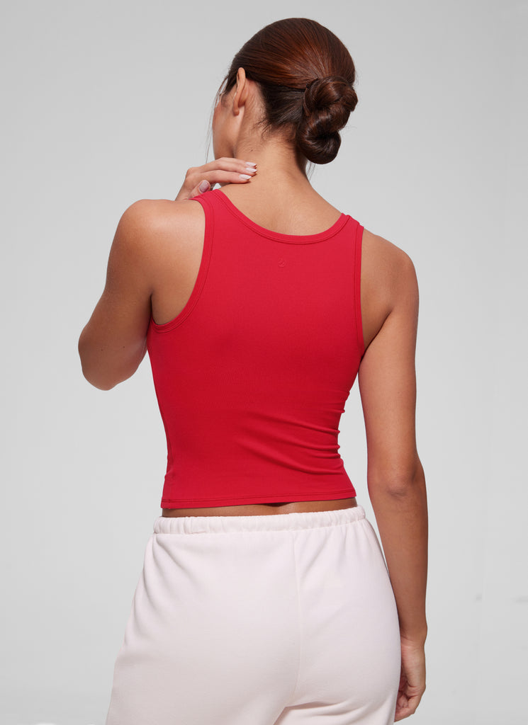 CRZ YOGA Women Softembrace Soft Double Lined Scoop Neck Tanks Casual Tops True Navy