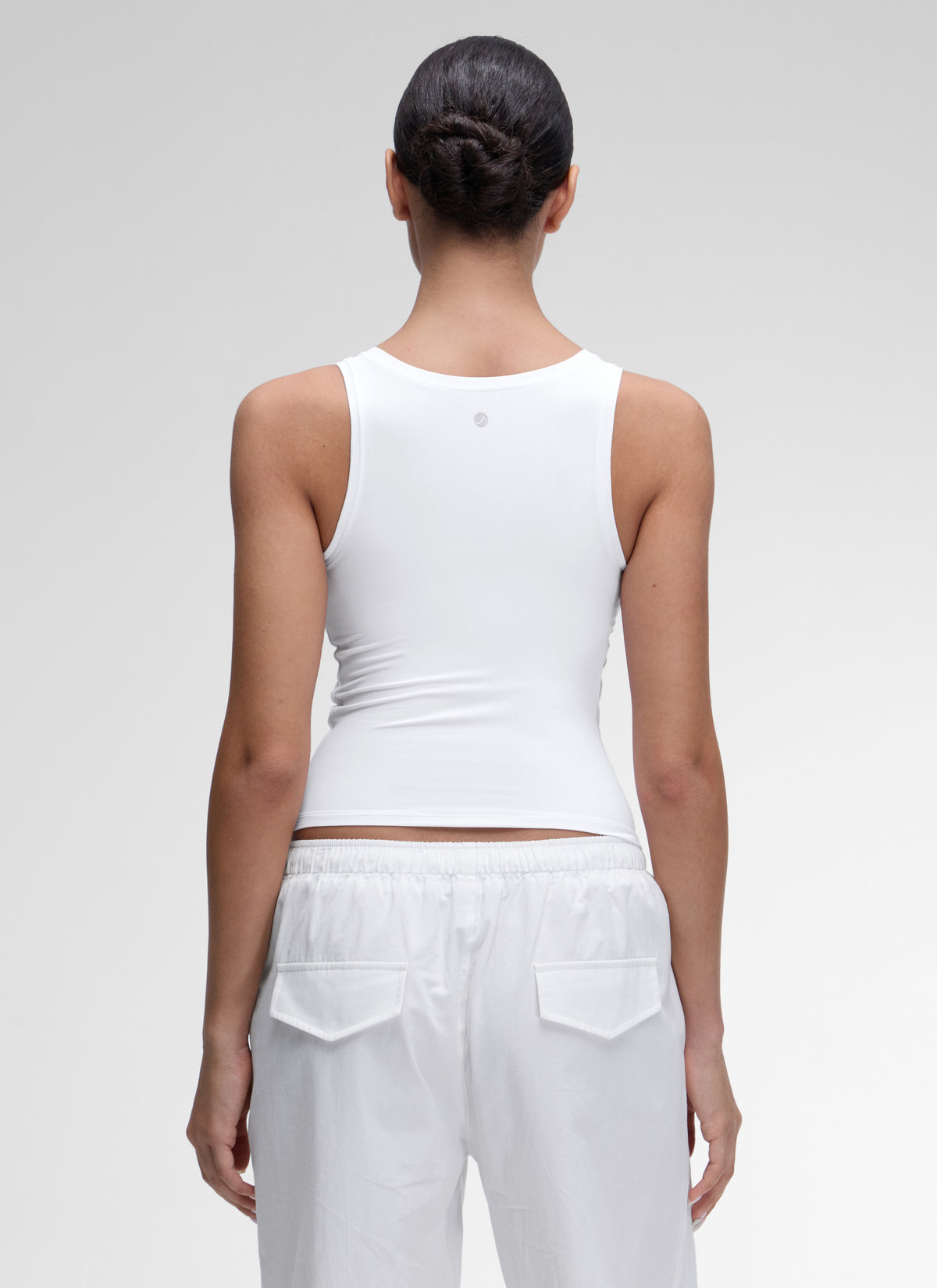 CRZ YOGA Women Softembrace Soft Double Lined Scoop Neck Tanks Casual Tops White