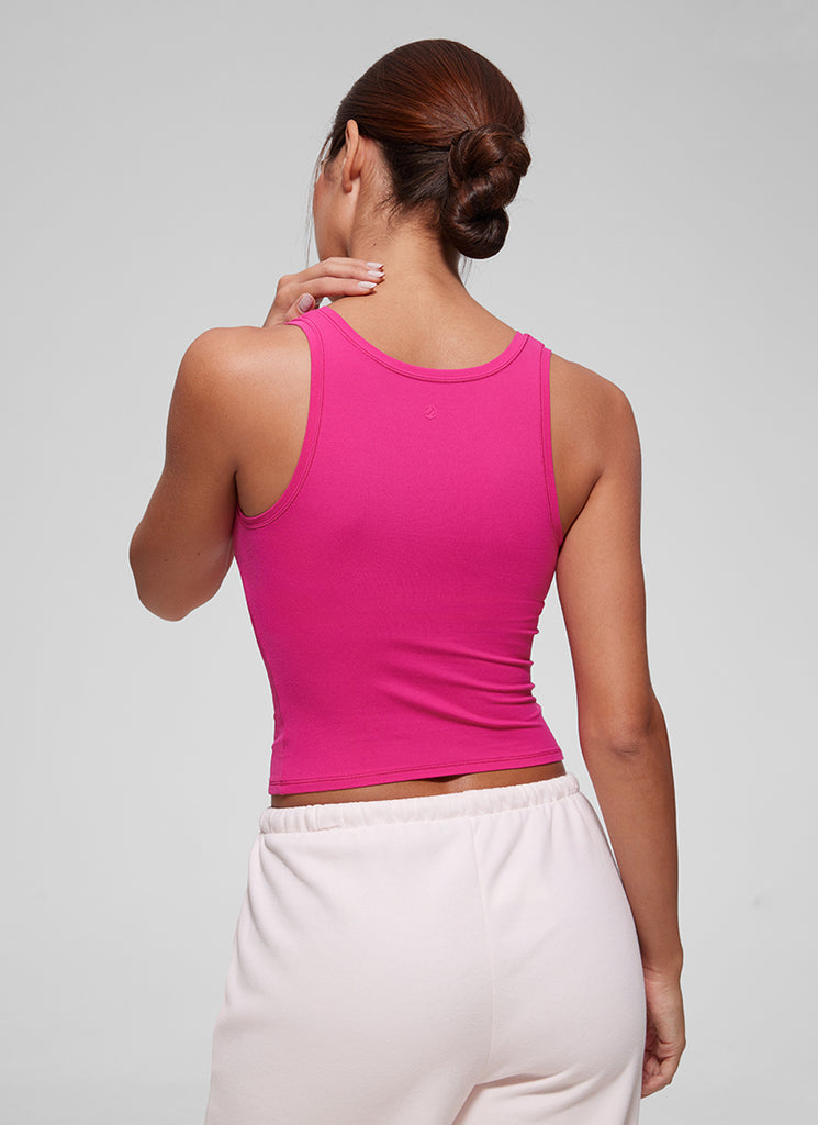 CRZ YOGA Women Softembrace Soft Double Lined Scoop Neck Tanks Casual Tops Light Army Green