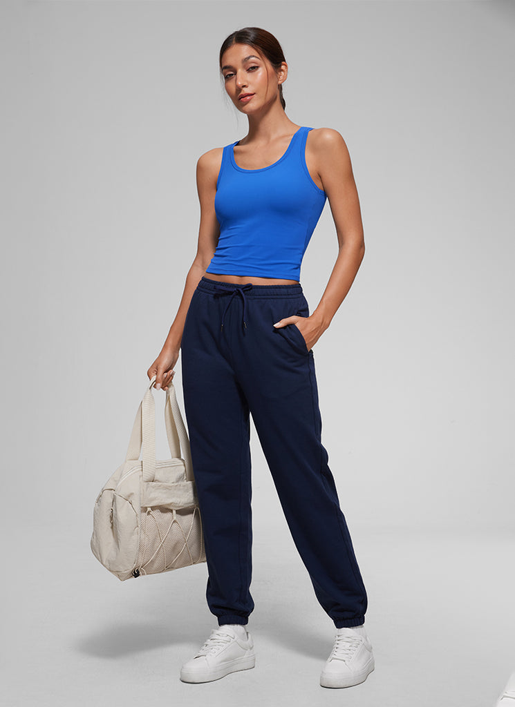 CRZ YOGA Women Softembrace Soft Double Lined Scoop Neck Tanks Casual Tops Hot Fudge Brown