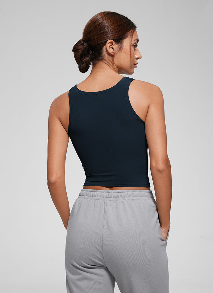 CRZ YOGA Women Softembrace Soft Double Lined Scoop Neck Tanks Casual Tops Sparkle Blue