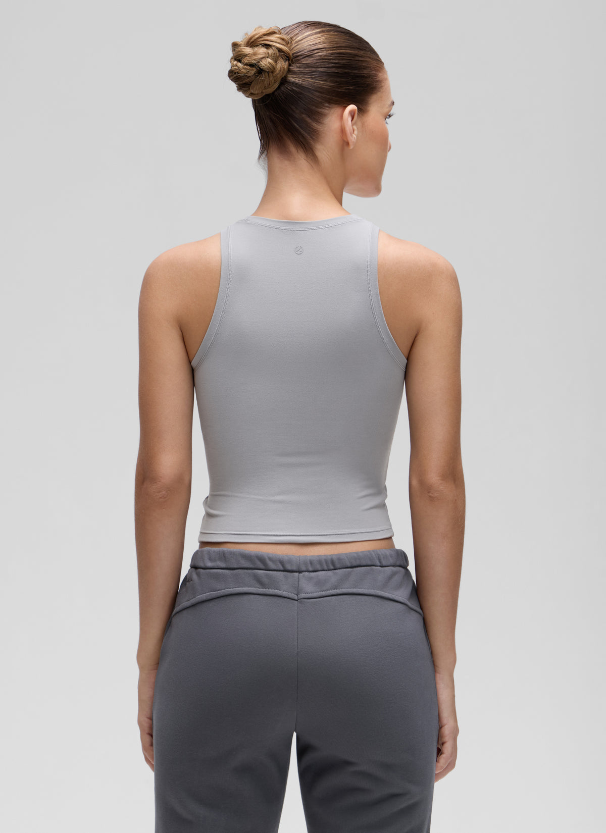 CRZ YOGA Women High Neck Casual Double Lined Sleeveless Tanks Rhino Grey