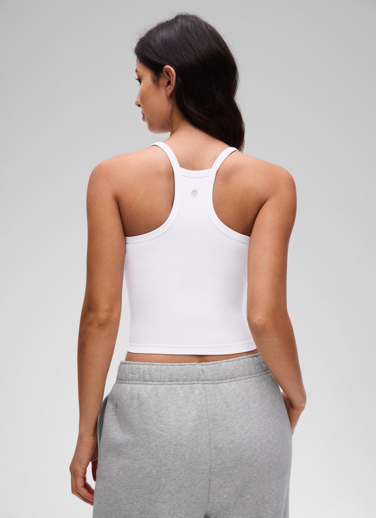 CRZ YOGA Women's Butterluxe Soft Double Lined V Neck Racerback Tanks White