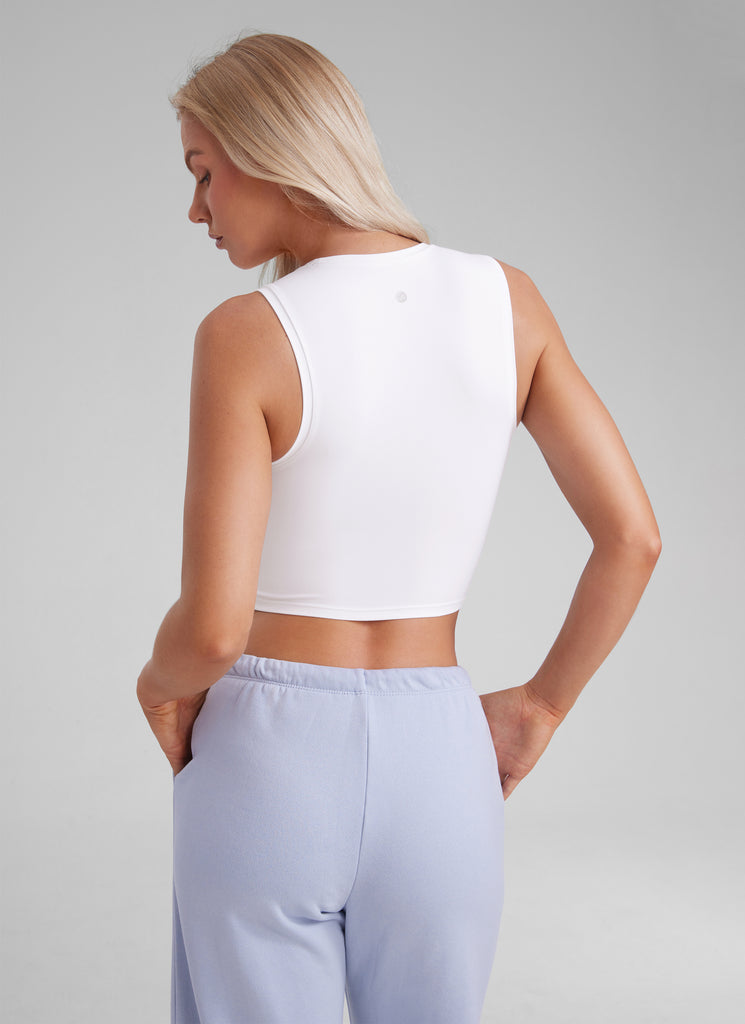 CRZ YOGA Women Crop Casual Double Lined High Neck Sleeveless Tanks Black