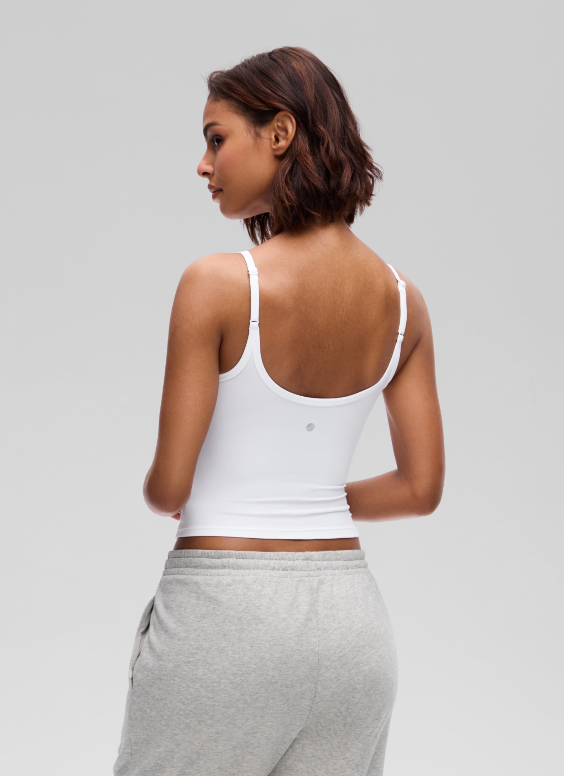 CRZ YOGA Women's Softembrace Casual Scoop Neck Double Lined Tank White @model_info:T