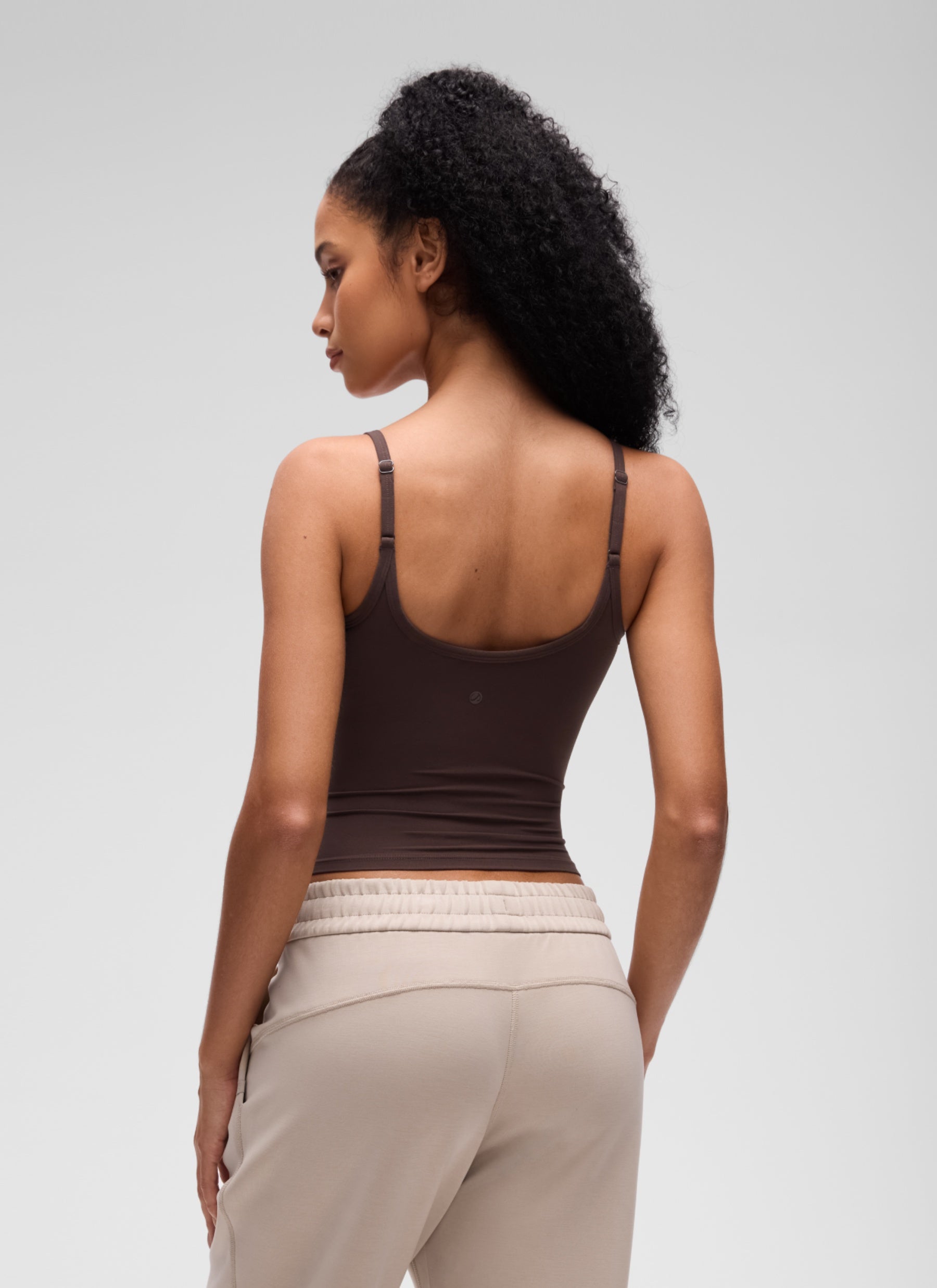CRZ YOGA Women's Softembrace Casual Scoop Neck Double Lined Tank Hot Fudge Brown @model_info:S