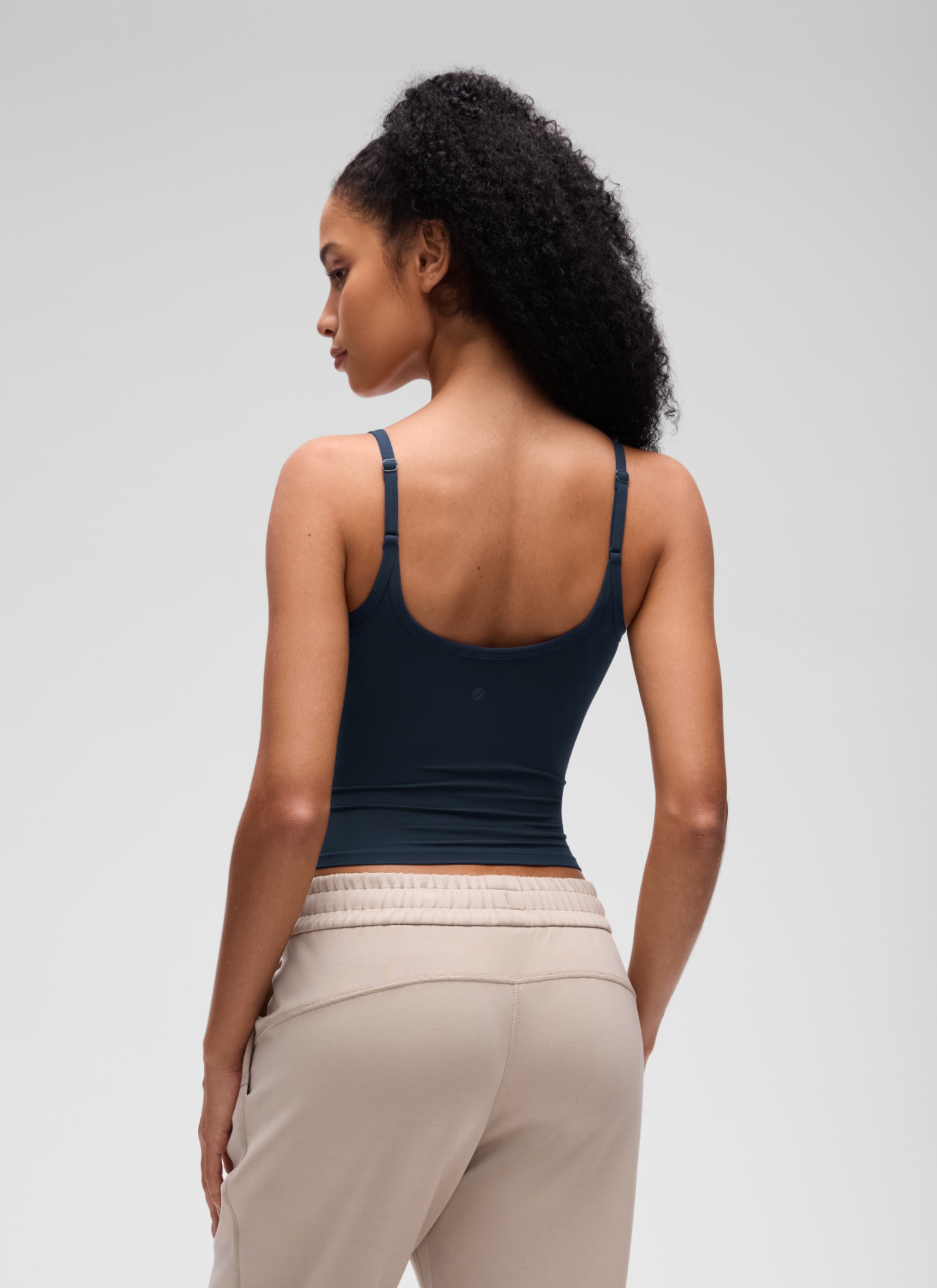 CRZ YOGA Women's Softembrace Casual Scoop Neck Double Lined Tank True Navy @model_info:S