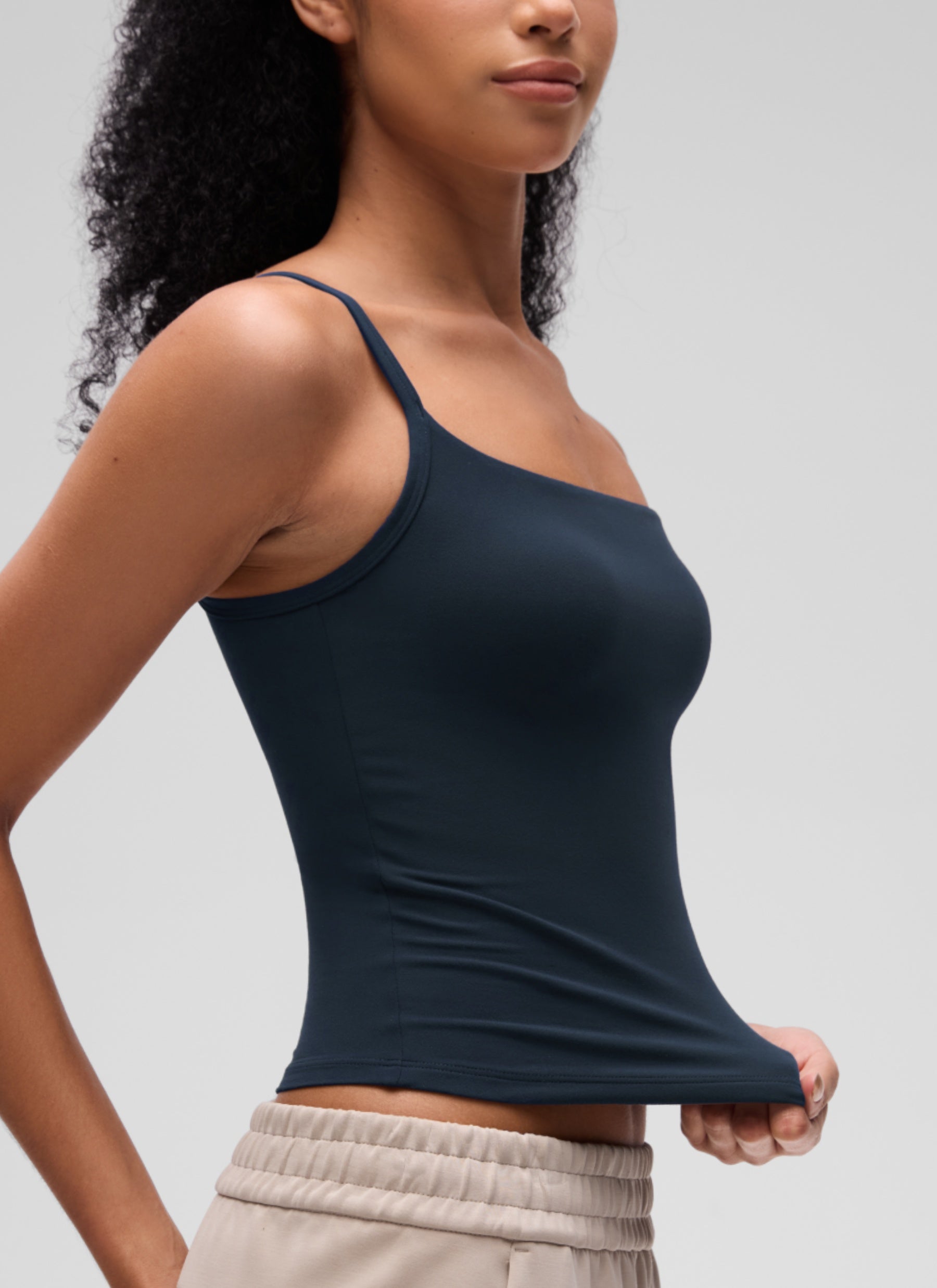 CRZ YOGA Women's Softembrace Casual Scoop Neck Double Lined Tank True Navy