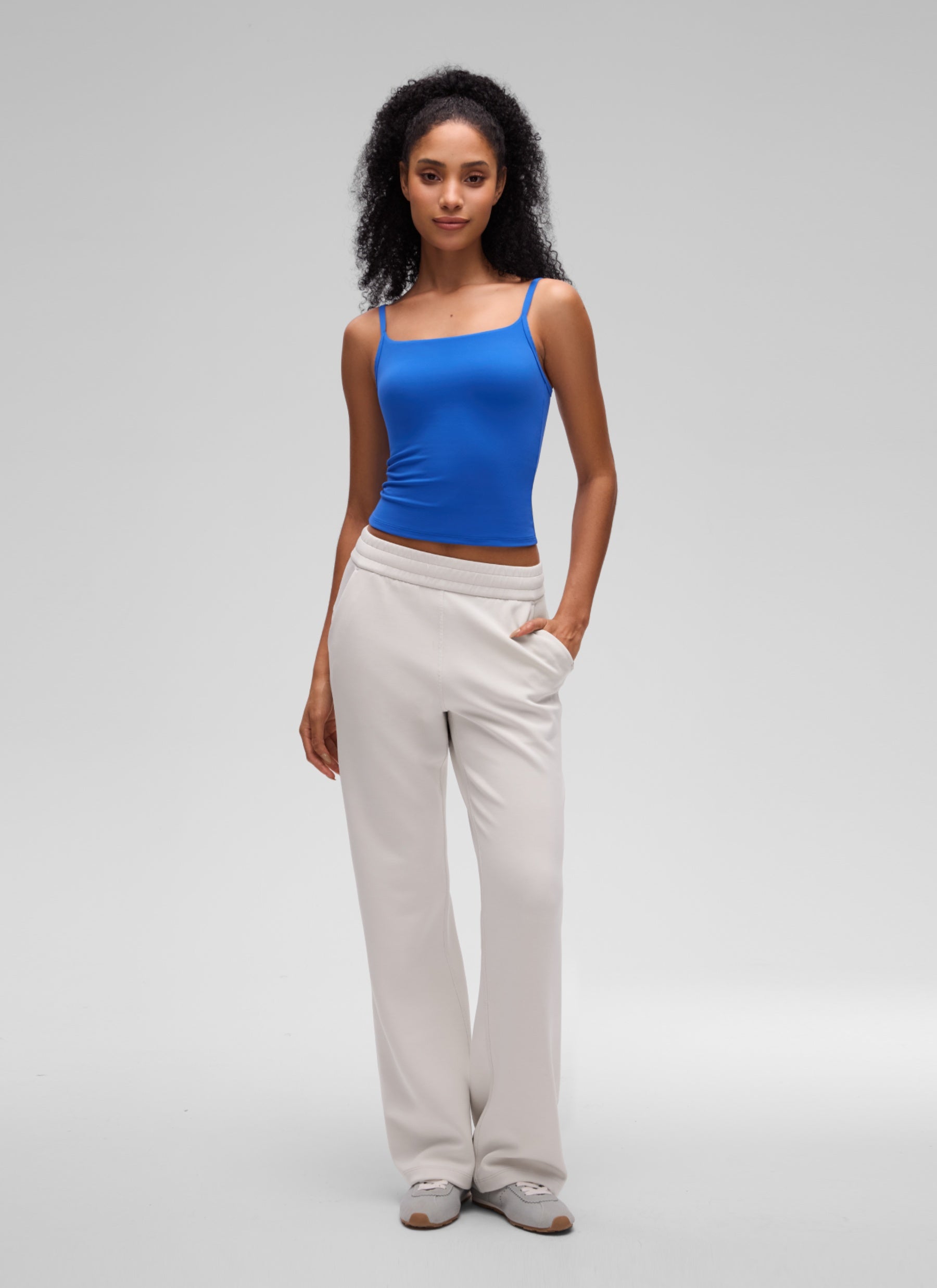 CRZ YOGA Women's Softembrace Casual Scoop Neck Double Lined Tank Sparkle Blue @model_info:S