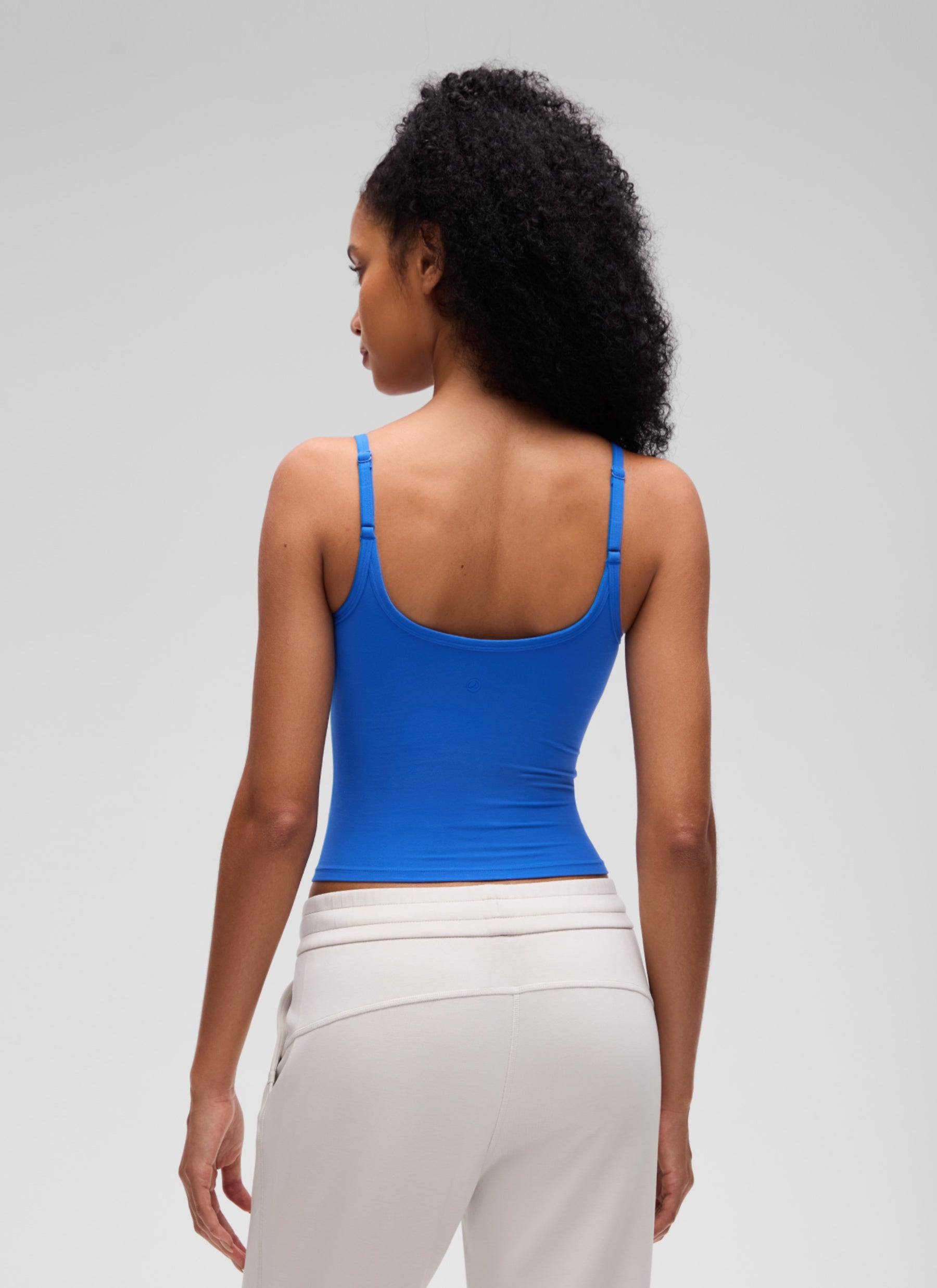 CRZ YOGA Women's Softembrace Casual Scoop Neck Double Lined Tank Sparkle Blue