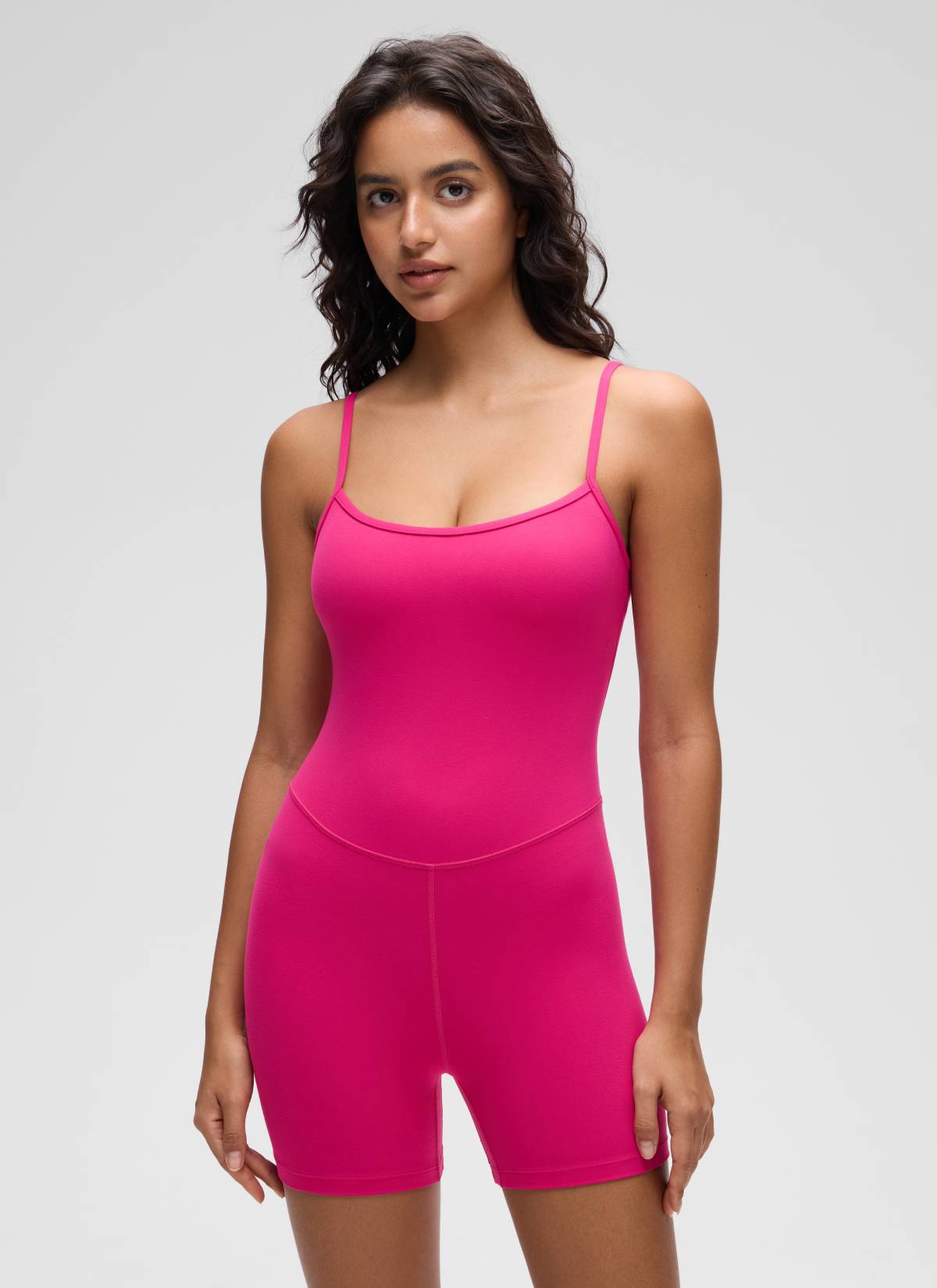 CRZ YOGA Women's Yoga Tight Fit Romper Shorts Bodysuit Jumpsuits Granita Pink @model_info:Liss