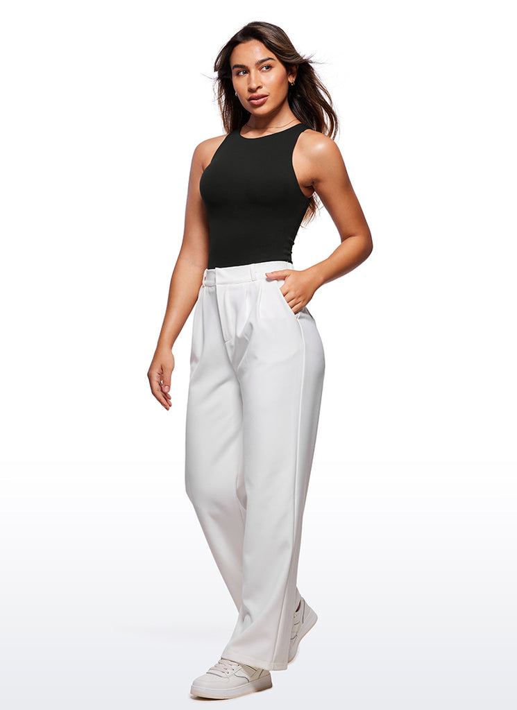 CRZ YOGA Women's Yoga Tight Fit High Neck Racerback Bodysuits Black