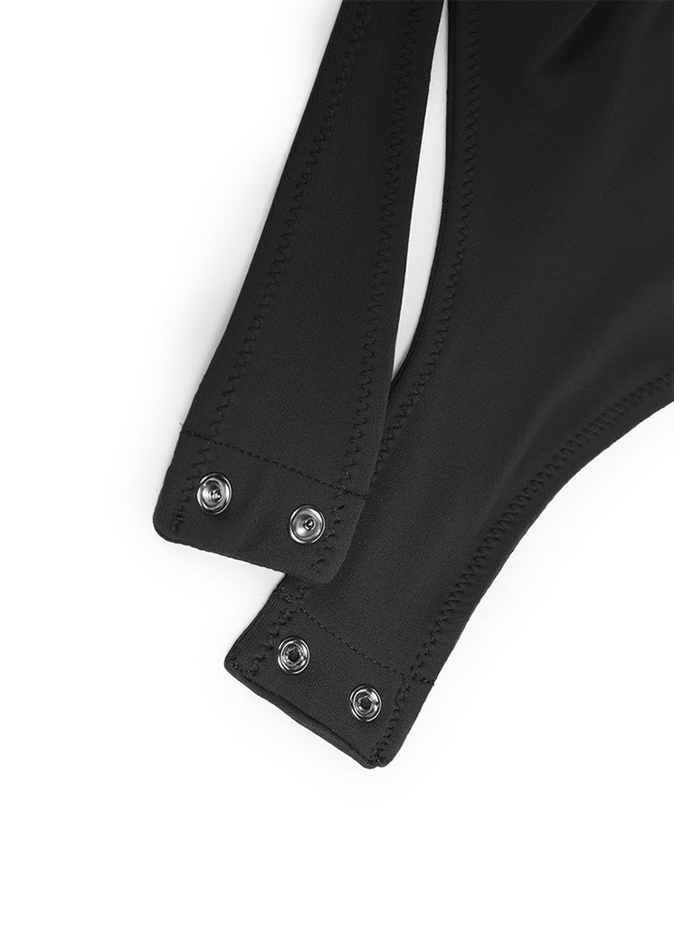 CRZ YOGA Women's Yoga Tight Fit High Neck Racerback Bodysuits Black