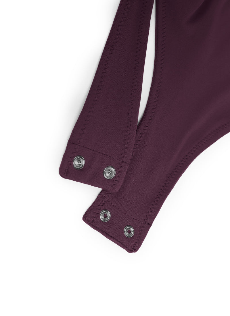 CRZ YOGA Women's Yoga Tight Fit High Neck Racerback Bodysuits Deep Purple @model_info:NEW