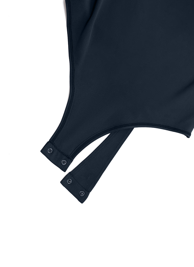 CRZ YOGA Women's Yoga Tight Fit Scoop Neck Short Sleeves Bodysuits Twilight Blue @model_info:NEW