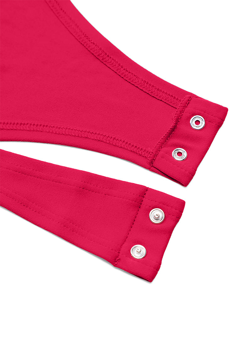 CRZ YOGA Women's Yoga Tight Fit Crew Neck Long Sleeves Bodysuits Viva Magenta @model_info:NEW