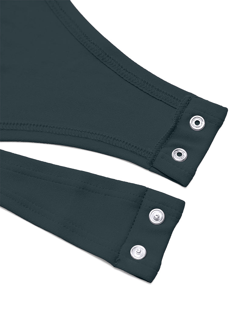 CRZ YOGA Women's Yoga Tight Fit Crew Neck Long Sleeves Bodysuits Forest Dark Green @model_info:NEW