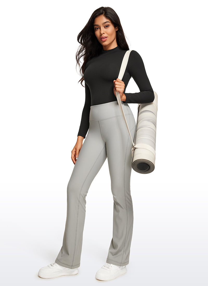 CRZ YOGA Women's Yoga Tight Fit Mock Turtleneck Long Sleeves Bodysuits Black @model_info:Vic