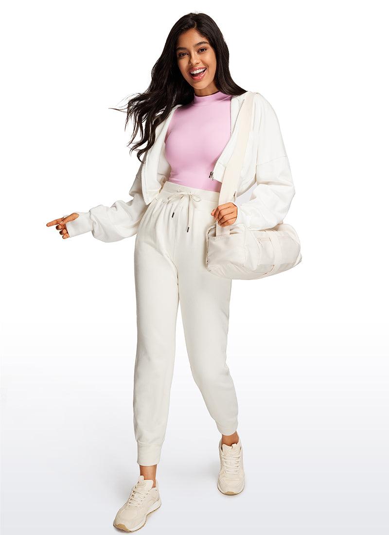 CRZ YOGA Women's Yoga Tight Fit Mock Turtleneck Long Sleeves Bodysuits Pink Peony @model_info:Vic