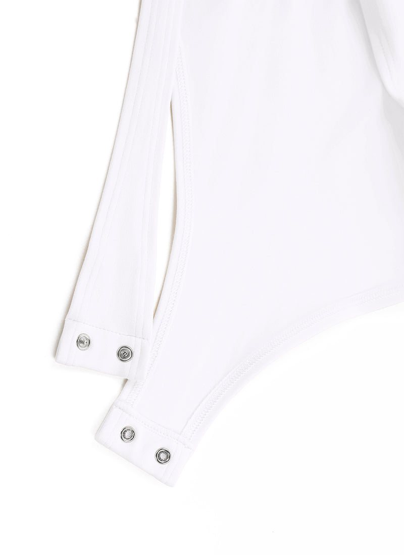 CRZ YOGA Women's Yoga Tight Fit Mock Turtleneck Long Sleeves Bodysuits White @model_info:NEW