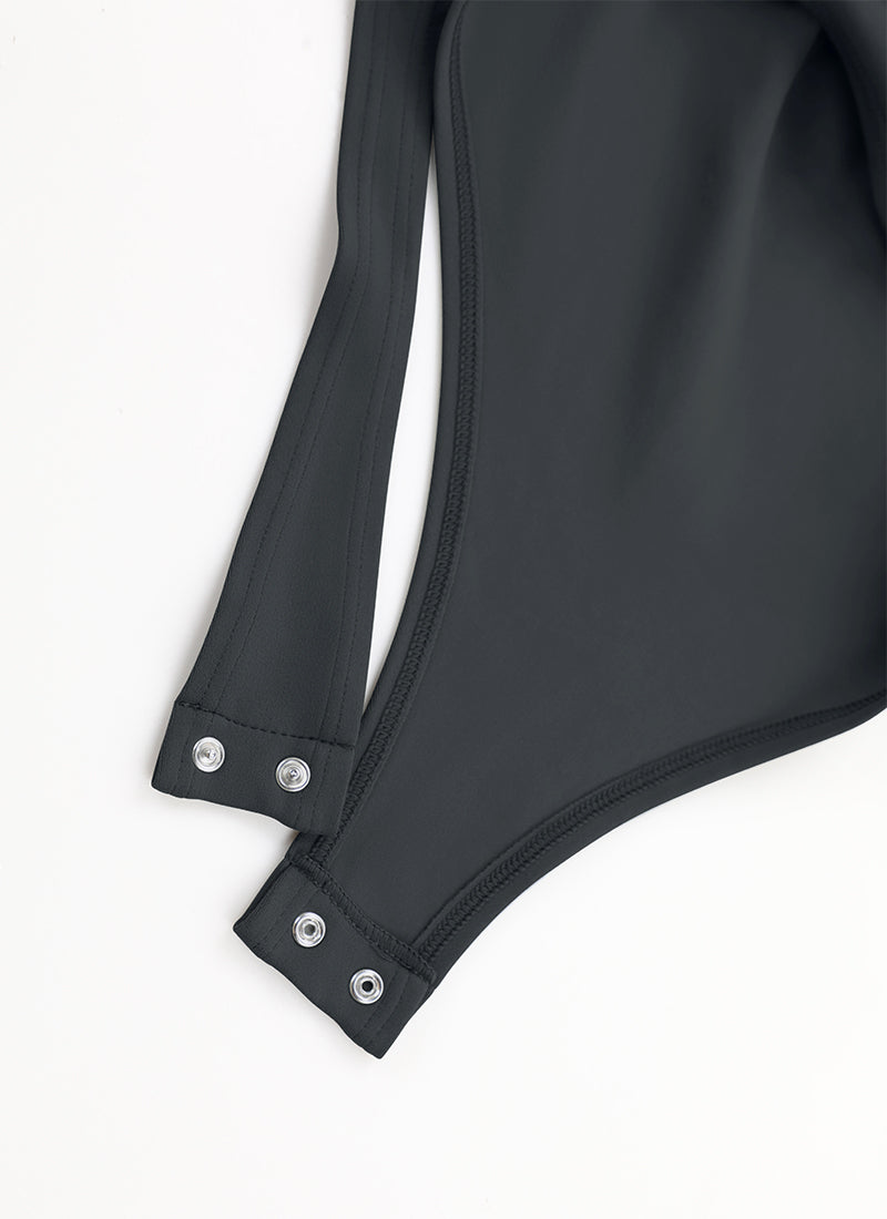 CRZ YOGA Women's Yoga Tight Fit Mock Turtleneck Long Sleeves Bodysuits Melanite @model_info:NEW
