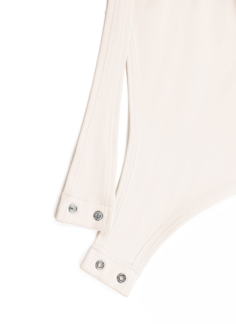 CRZ YOGA Women's Yoga Tight Fit Square Neck Long Sleeves Bodysuits White Apricot @model_info:NEW