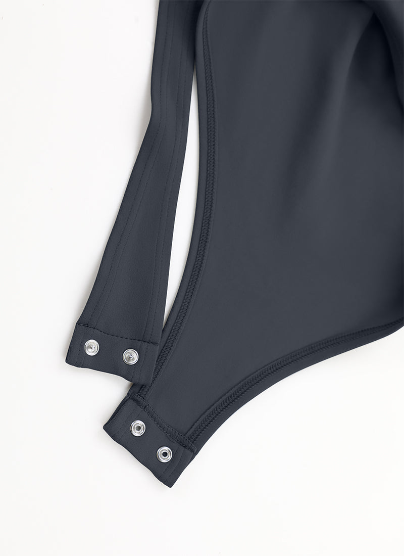 CRZ YOGA Women's Yoga Tight Fit Square Neck Long Sleeves Bodysuits True Navy @model_info:NEW