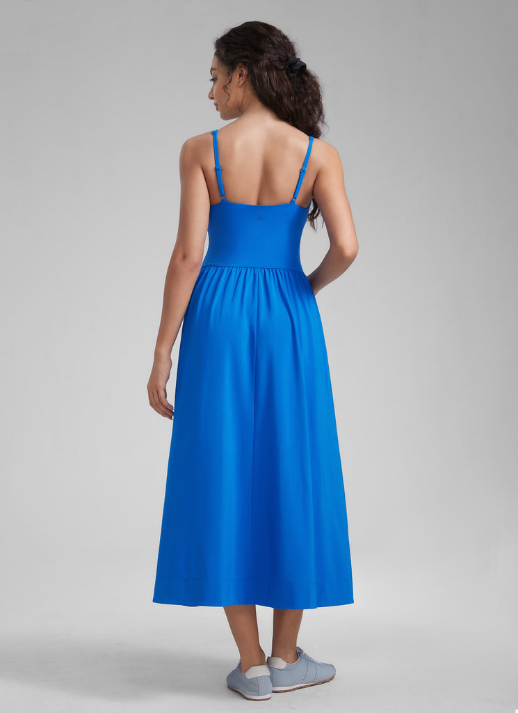 CRZ YOGA Women's Square Neck Pocket Sleeveless Maxi Padded Dress Black